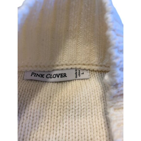 Pink Clover Cable Knit Sweater Cream Size Large - Picture 6 of 6
